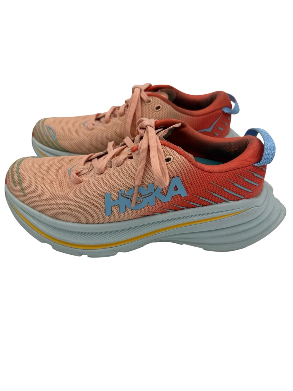 HOKA Bondi X Size 7 Orange & Blue Running Sneakers - Picture 8 of 16
